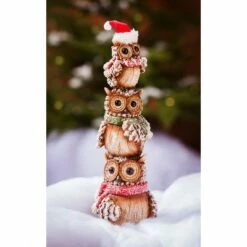 Outlet ⭐ Evergreen 12"H Winter Owl Totem Ceramic Statuary Indoor and Outdoor 🎅 Christmas Holiday Decor 👍