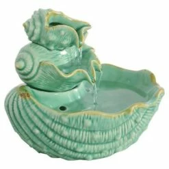 Hot Sale 🔥 Sunnydaze Decor Sunnydaze Indoor Home Decorative Stacked Tiered Seashells Tabletop Water Fountain Feature - 7" - Green 👏 -Garden Decor Shop unnamed file 7504