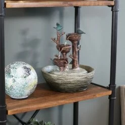 Deals 🥰 Sunnydaze Decor Sunnydaze Indoor Home Office Polyresin Perching Birds 3-Tiered Tabletop Water Fountain Feature - 12" 👍