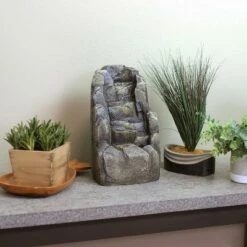 Best Sale 👏 Sunnydaze Decor Sunnydaze Indoor Home Decorative Resin Rocky Face Waterfall Stream Tabletop Water Fountain - 12" - Gray ❤️ -Garden Decor Shop unnamed file 7546
