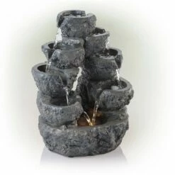 New 🔥 Alpine Corporation Alpine 14" Multi Tiered Cascading LED Fountain Gray 🥰 -Garden Decor Shop unnamed file 7565