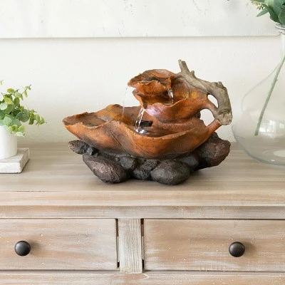 Cheapest 🔔 Alpine Corporation 9" Resin Indoor Tabletop Tiered Leaf Fountain with LED Lights Brown 😉 3 Cheapest 🔔 Alpine Corporation 9" Resin Indoor Tabletop Tiered Leaf Fountain with LED Lights Brown 😉