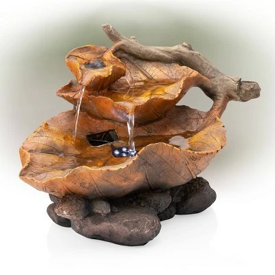 Cheapest 🔔 Alpine Corporation 9" Resin Indoor Tabletop Tiered Leaf Fountain with LED Lights Brown 😉 4 Cheapest 🔔 Alpine Corporation 9" Resin Indoor Tabletop Tiered Leaf Fountain with LED Lights Brown 😉 - Image 2