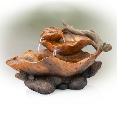 Cheapest 🔔 Alpine Corporation 9" Resin Indoor Tabletop Tiered Leaf Fountain with LED Lights Brown 😉 5 Cheapest 🔔 Alpine Corporation 9" Resin Indoor Tabletop Tiered Leaf Fountain with LED Lights Brown 😉 - Image 3