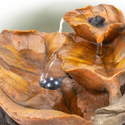 Cheapest 🔔 Alpine Corporation 9" Resin Indoor Tabletop Tiered Leaf Fountain with LED Lights Brown 😉 6 Cheapest 🔔 Alpine Corporation 9" Resin Indoor Tabletop Tiered Leaf Fountain with LED Lights Brown 😉 - Image 4