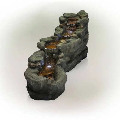 Best Pirce ❤️ Alpine Corporation Alpine 20" Rocky River Rapids Stone Resin Fountain with LED Lights Gray ✨ 4 Best Pirce ❤️ Alpine Corporation Alpine 20" Rocky River Rapids Stone Resin Fountain with LED Lights Gray ✨ - Image 2