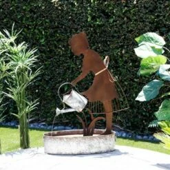 Best reviews of ✨ Farm Girl Silhouette Watering Can Metal Fountain - Alpine Corporation 🥰