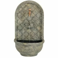 Buy ❤️ Sunnydaze Decor Sunnydaze 26"H Solar Polystone Messina Outdoor Wall-Mount Water Fountain, French Limestone Finish 🔔 -Garden Decor Shop unnamed file 7707