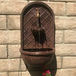 Best Pirce ✨ Sunnydaze Decor Sunnydaze 26"H Solar-Powered with Battery Pack Polystone Messina Outdoor Wall-Mount Water Fountain, Iron Finish 🎁 -Garden Decor Shop unnamed file 7726