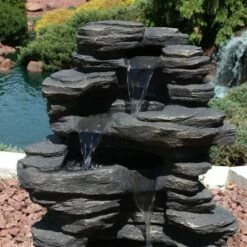 Buy ❤️ Sunnydaze Decor Sunnydaze 39"H Electric Polystone Rock Falls Waterfall Outdoor Water Fountain with LED Lights 🔥 -Garden Decor Shop unnamed file 7733