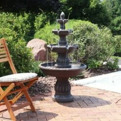 Budget 😀 Sunnydaze Decor Sunnydaze 49"H Electric Fiberglass and Resin 4-Tier Mediterranean Outdoor Water Fountain ✔️