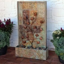 Coupon 🌟 Sunnydaze Decor Sunnydaze 32"H Electric Slate and Metal Climbing Vines Outdoor Water Fountain with LED Light 🛒 -Garden Decor Shop unnamed file 7755