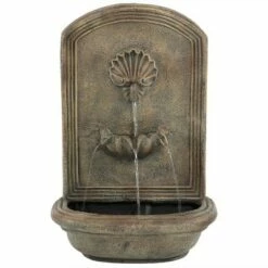 Promo 👏 Sunnydaze Decor Sunnydaze 27"H Solar-Powered with Battery Pack Polystone Seaside Outdoor Wall-Mount Water Fountain, Florentine Stone Finish ⭐ -Garden Decor Shop unnamed file 7841