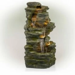 Deals 🌟 Alpine Corporation Alpine 51" Rock Cascading Fountain with LED Lights Gray 😀 -Garden Decor Shop unnamed file 7857