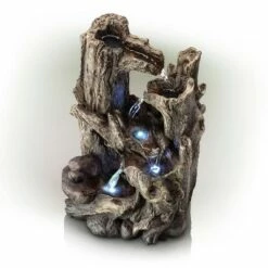Cheapest 😉 Alpine Corporation 14" Resin 5-Tiered Rainforest Tree Trunk Tabletop Fountain Brown 🤩 -Garden Decor Shop unnamed file 7870