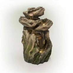 Discount 🔥 Alpine Corporation 22" Resin Outdoor 4-Teir Rainforest Log Waterfall Fountain with LED Lights Brown 🛒 -Garden Decor Shop unnamed file 7913