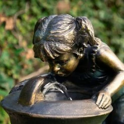 Flash Sale 👍 Alpine Corporation 27" Resin Indoor/Outdoor Girl and Boy Drinking Water Fountain Yard Décor Bronze ❤️ -Garden Decor Shop unnamed file 7927
