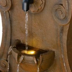 Cheapest 🎁 Alpine Corporation 32" Resin Classical Walled Fountain with 7 LED Lights Brown 🥰 -Garden Decor Shop unnamed file 7945