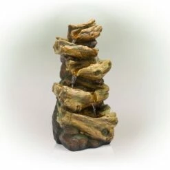 Best deal 🌟 4 Tier Tree Trunk Log Fountain Brown/Gray - Alpine Corporation 🛒 -Garden Decor Shop unnamed file 7985
