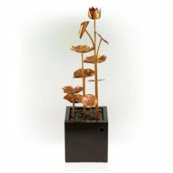 Cheap 🌟 Alpine Corporation 43" Metal Cascading Leaves Fountain with Stones Copper 👏 -Garden Decor Shop unnamed file 8026