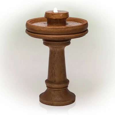 Budget 🎉 Alpine Corporation 29" Resin Outdoor 2-Tier Traditional Birdbath Water Fountain with LED Lights Brown 💯 4 Budget 🎉 Alpine Corporation 29" Resin Outdoor 2-Tier Traditional Birdbath Water Fountain with LED Lights Brown 💯 - Image 2