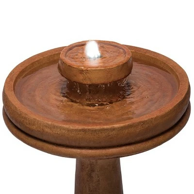 Budget 🎉 Alpine Corporation 29" Resin Outdoor 2-Tier Traditional Birdbath Water Fountain with LED Lights Brown 💯 5 Budget 🎉 Alpine Corporation 29" Resin Outdoor 2-Tier Traditional Birdbath Water Fountain with LED Lights Brown 💯 - Image 3