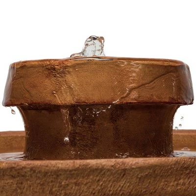 Budget 🎉 Alpine Corporation 29" Resin Outdoor 2-Tier Traditional Birdbath Water Fountain with LED Lights Brown 💯 6 Budget 🎉 Alpine Corporation 29" Resin Outdoor 2-Tier Traditional Birdbath Water Fountain with LED Lights Brown 💯 - Image 4