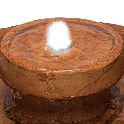 Budget 🎉 Alpine Corporation 29" Resin Outdoor 2-Tier Traditional Birdbath Water Fountain with LED Lights Brown 💯 7 Budget 🎉 Alpine Corporation 29" Resin Outdoor 2-Tier Traditional Birdbath Water Fountain with LED Lights Brown 💯 - Image 5