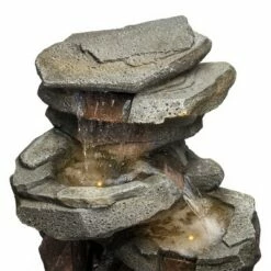 Flash Sale ✨ Alpine Corporation 40" Resin Rock 5-Tier Cascading Fountain with LED Lights Gray 😍 -Garden Decor Shop unnamed file 8066