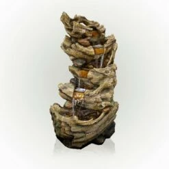 Budget 😉 Alpine Corporation 47" Resin Outdoor 5-Tier Tree Trunk Waterfall Floor Fountain with LED Lights Brown ⌛ -Garden Decor Shop unnamed file 8074