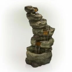 Deals 👏 Alpine Corporation 48" Resin Outdoor Multi-Tier Pristine Waterfall Fountain with LED Lights Dark Moss Green ❤️ -Garden Decor Shop unnamed file 8080