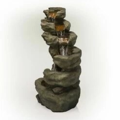 Deals 👏 Alpine Corporation 48" Resin Outdoor Multi-Tier Pristine Waterfall Fountain with LED Lights Dark Moss Green ❤️ -Garden Decor Shop unnamed file 8081