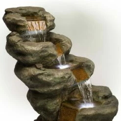 Deals 👏 Alpine Corporation 48" Resin Outdoor Multi-Tier Pristine Waterfall Fountain with LED Lights Dark Moss Green ❤️ -Garden Decor Shop unnamed file 8082