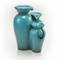 Outlet ✨ 21" Indoor/Outdoor Concrete Fountain Turquoise - Alpine Corporation ✨ -Garden Decor Shop unnamed file 8086