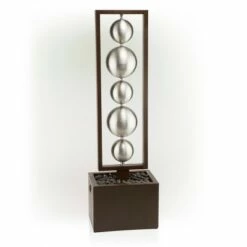 Best reviews of 💯 Alpine Corporation 55" Metal Modern Column Fountain with Stainless Steel Orbs Silver/Brown ✔️ -Garden Decor Shop unnamed file 8089