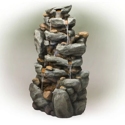 Discount ✔️ Alpine Corporation 50" Resin Tiered Rock Waterfall Fountain Gray ✨ 4 Discount ✔️ Alpine Corporation 50" Resin Tiered Rock Waterfall Fountain Gray ✨ - Image 2