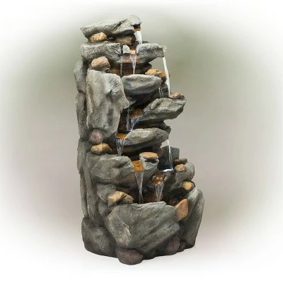 Discount ✔️ Alpine Corporation 50" Resin Tiered Rock Waterfall Fountain Gray ✨ 5 Discount ✔️ Alpine Corporation 50" Resin Tiered Rock Waterfall Fountain Gray ✨ - Image 3