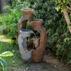 Buy 🎉 Alpine Corporation 39" Distressed Pots Fountain With Halogen and LED Lights - Multi Color 👏