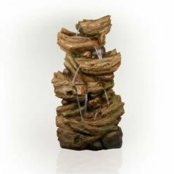 Budget 🥰 Alpine Corporation 52" Resin 5-Tier Log Waterfall Fountain with LED Lights Brown ⌛ -Garden Decor Shop unnamed file 8114