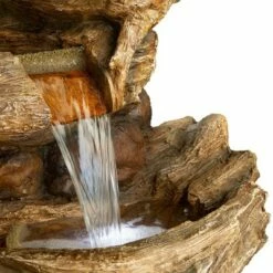 Budget 🥰 Alpine Corporation 52" Resin 5-Tier Log Waterfall Fountain with LED Lights Brown ⌛ -Garden Decor Shop unnamed file 8115