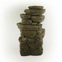 Promo 👍 Alpine Corporation 51" Fiberglass Rainforest Floor Fountain with LED Lights and Bluetooth Speaker Brown 🥰 -Garden Decor Shop unnamed file 8120
