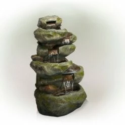 Wholesale ⭐ Alpine Corporation 47" Resin Mossy Cascading Rock Fountain and LED Lights Gray ✔️ -Garden Decor Shop unnamed file 8126