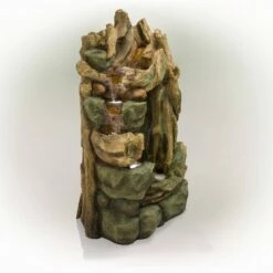 Outlet 😉 Alpine Corporation 55" Resin Side Tiering Rainforest Fountain with LED Lights Brown 👍 -Garden Decor Shop unnamed file 8148