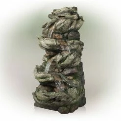 Outlet 🧨 Alpine Corporation 81" Resin Tiered Woodcut Fountain Brown ❤️ -Garden Decor Shop unnamed file 8153