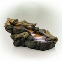 Best Sale 🧨 Alpine Corporation Alpine 19" River Rocks and Logs Fountain with LED Lights Gray/Cool White ❤️ -Garden Decor Shop unnamed file 8187