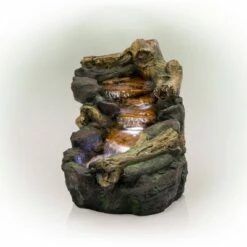 Best Sale 🧨 Alpine Corporation Alpine 19" River Rocks and Logs Fountain with LED Lights Gray/Cool White ❤️ -Garden Decor Shop unnamed file 8188