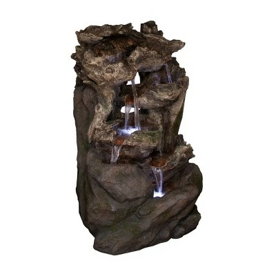Brand new π Alpine Corporation 40" 6-Tiered Rainforest Waterfall Fountain With LED Lights - Brown 𧨠4 Brand new π Alpine Corporation 40" 6-Tiered Rainforest Waterfall Fountain With LED Lights - Brown 𧨠- Image 2