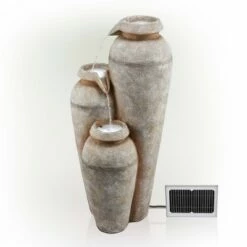 Brand new 😉 Alpine Corporation Alpine 43" Solar Cascading Vase Stone Resin Fountain with LED Lights White 🧨 -Garden Decor Shop unnamed file 8225