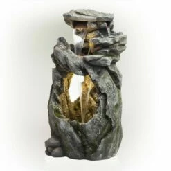 Promo ⌛ Alpine Corporation Alpine 41" Rainforest Fountain with LED Lights Gray 🎁 -Garden Decor Shop unnamed file 8229