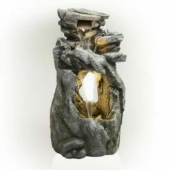Promo ⌛ Alpine Corporation Alpine 41" Rainforest Fountain with LED Lights Gray 🎁 -Garden Decor Shop unnamed file 8230